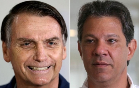 Nos votos totais, Jair Bolsonaro, do PSL, tem 47%, e Haddad, 41%. Pesquisa  a terceira do Ibope no 2 turno das eleies. (Foto: REUTERS-Ricardo Moraes-Amanda Perobelli)